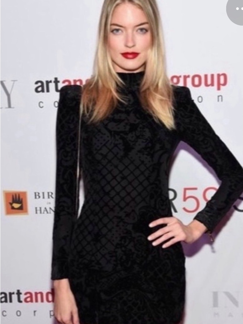Balmain Black Long Sleeve Velvet Patterned Mini Dress